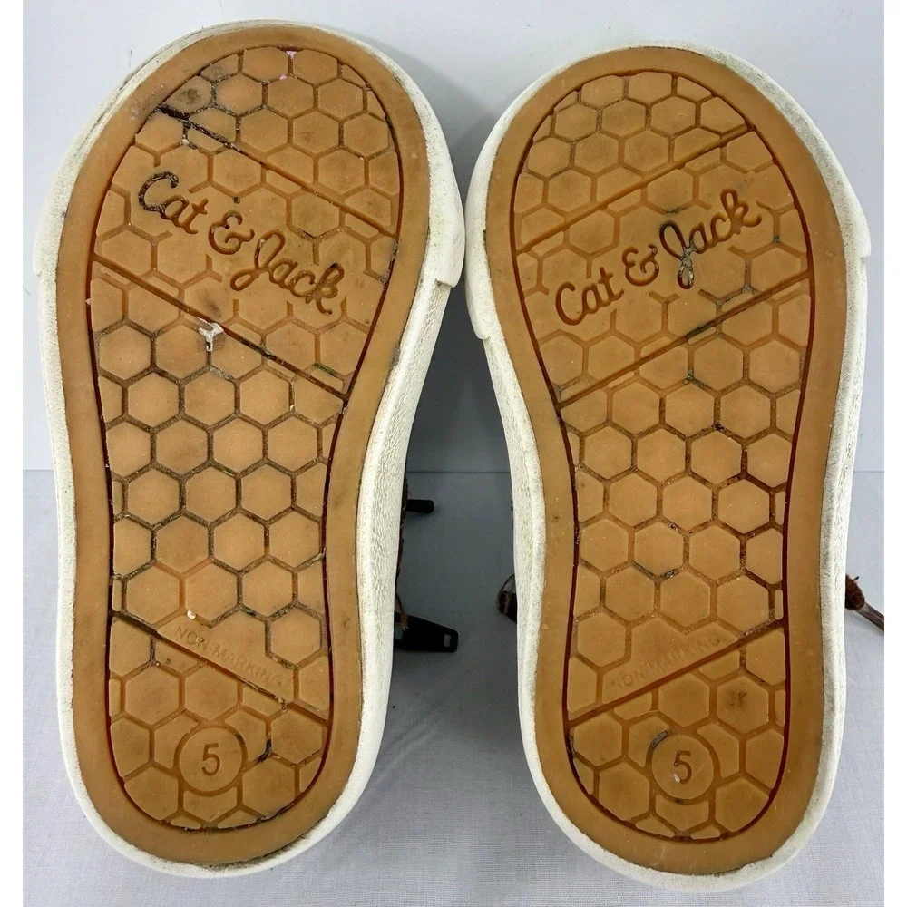 Cat & Jack Toddler Shoes Boots 5M‎ Brown Mid Top Tie Zip Casual